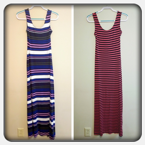 2 Striped Cute and Flattering Tank Maxi Dresses - Picture 2 of 8